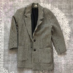 Vintage Ann Taylor Houndstooth Blazer Jacket 1980s